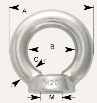 Ringmutter Edelstahl, 6 mm, Bruchlast 1500 kg