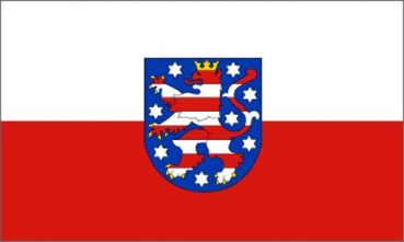 Flagge Thüringen mit Wappen, 30 x 20 cm